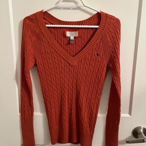 American Eagle Outfitters V-Neck Sweater - Burnt Orange